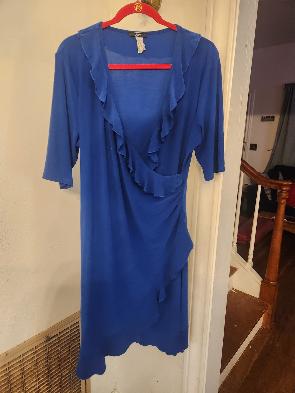 J.B.S. Royal Blue Ruffle-Front Midi Dress